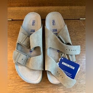 NIB Birkenstock Suede Leather Faded Khaki - Size 38
